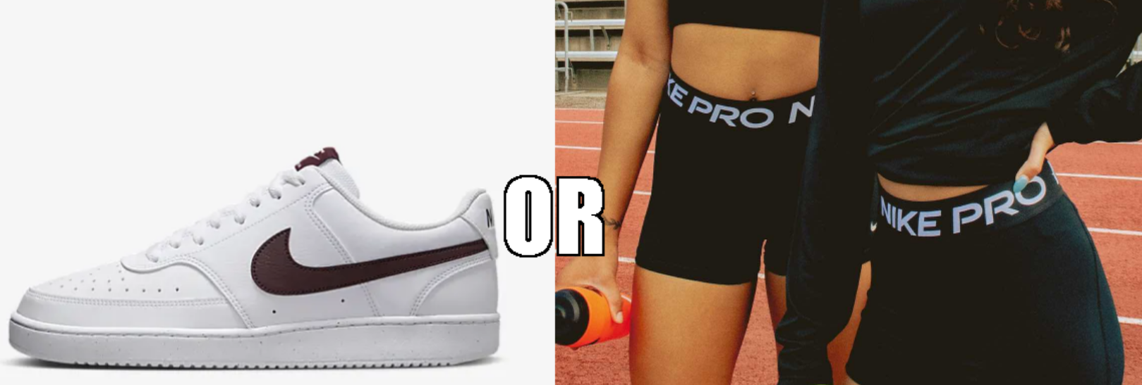 Статичный вариант мема «Nike or Nike Pro?»