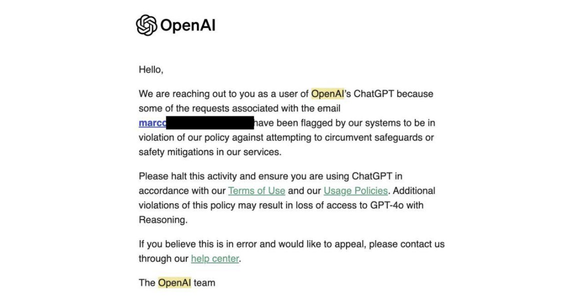 Письмо от OpenAI