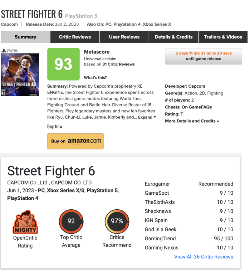 Первые оценки Street Fighter 6