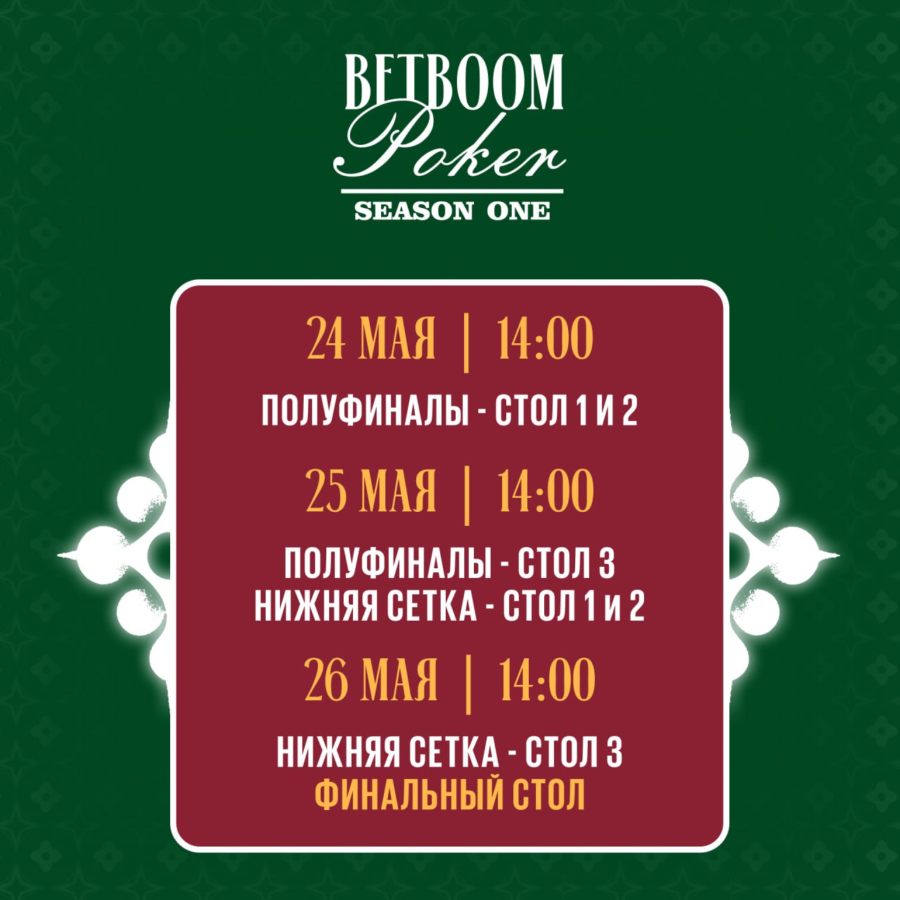 Расписание BetBoom Poker