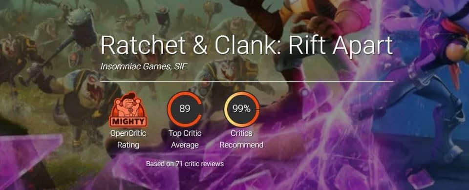Средний рейтинг Ratchet & Clank: Rift Apart